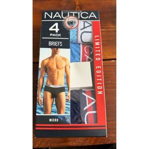 Nautica Mens 4 Pack Micro Briefs Limited Edition Size S Navy Blue Red White